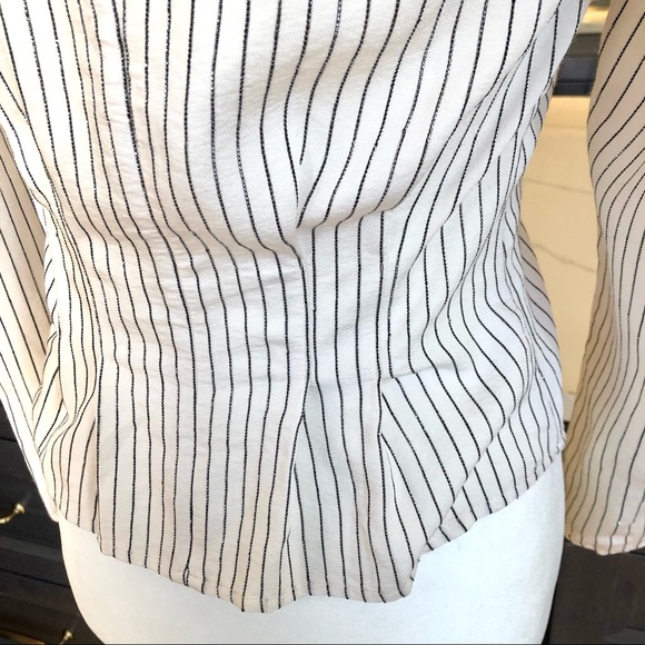 NWOT Paris Athelier & Other Stories Viscose Metallic Stripe Blouse Sz 2 - Picture 7 of 11